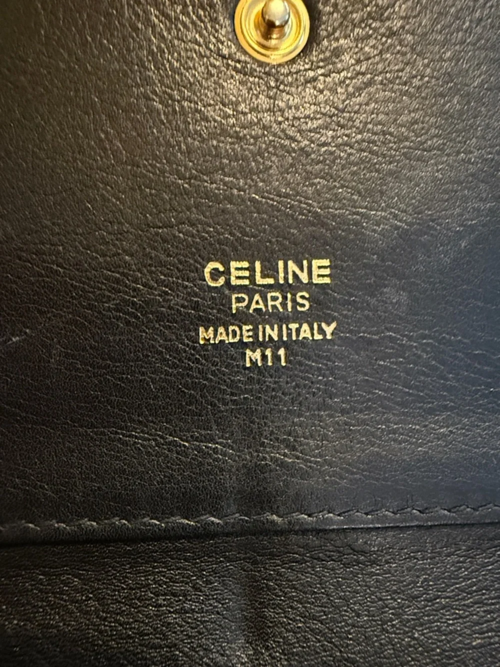 Celine Vintage Black Leather Wallet with Brown Trim and Logo Patch - Picture 5 of 8